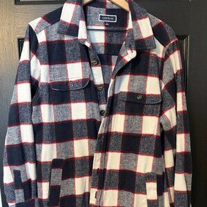 Mens Club Room Button Down Flannel Black Red White Medium Weight Large